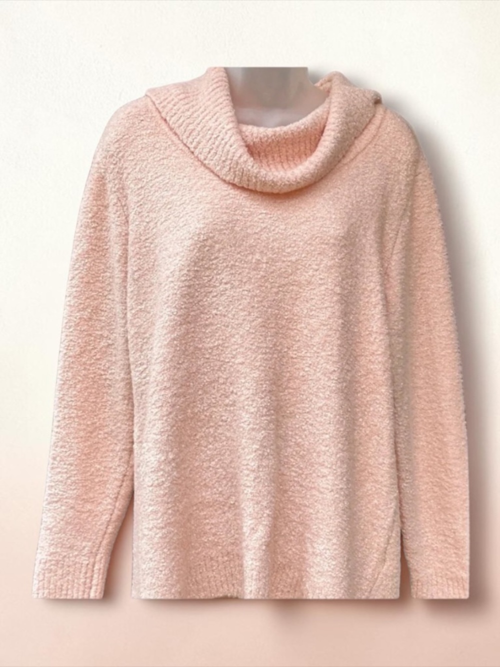 Calvin Klein • Blush Pink Fuzzy Cowl Neck Sweater • XL - Picture 5 of 8